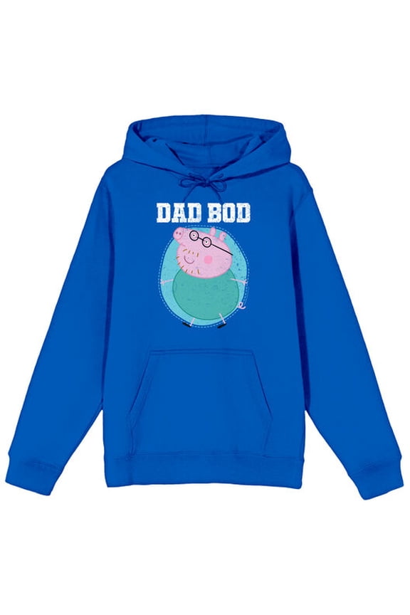 Peppa Pig Daddy Pig Dad Bod Adult Blue Graphic Hoodie-XXL