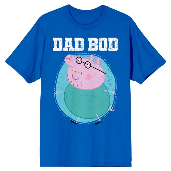 Peppa Pig Daddy Pig Dad Bod Men's Royal Blue Short Sleeve Tee-XL