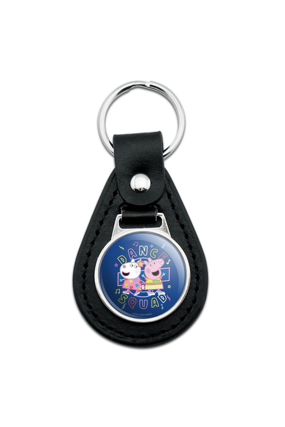 Peppa Pig Dance Squad Black Leather Keychain