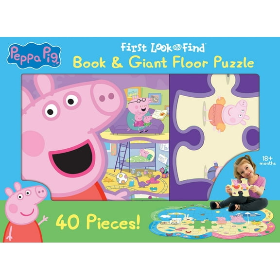 Peppa Pig - First Look and Find Board Book & Giant 40 Piece Puzzle - PI Kids