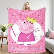 Peppa Pig Gift Flannel Throw Blanket Soft and Lightweight Microfiber Present 50”X60“