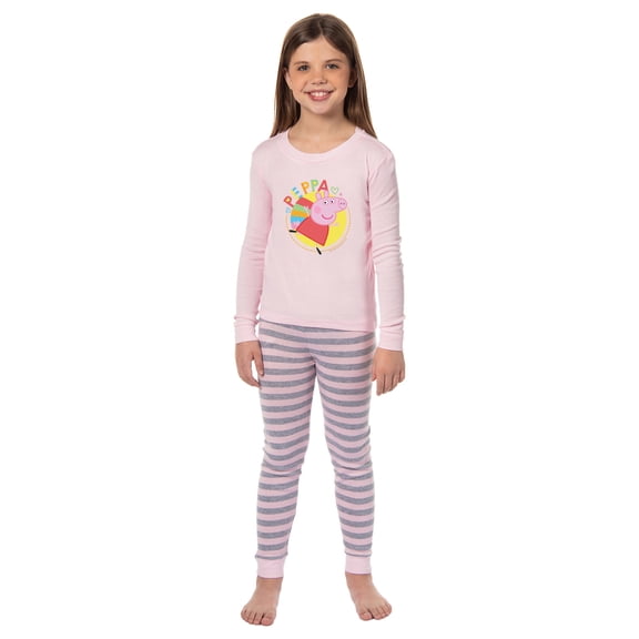 Peppa Pig Girl's Rainbow Character 2-Piece Tight-Fit Pajama Set for Kids Toddlers