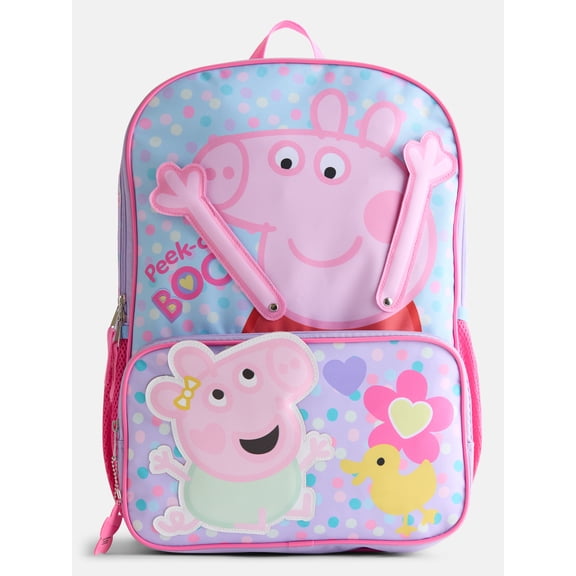 Peppa Pig Girls 17" Peek A Boo Backpack