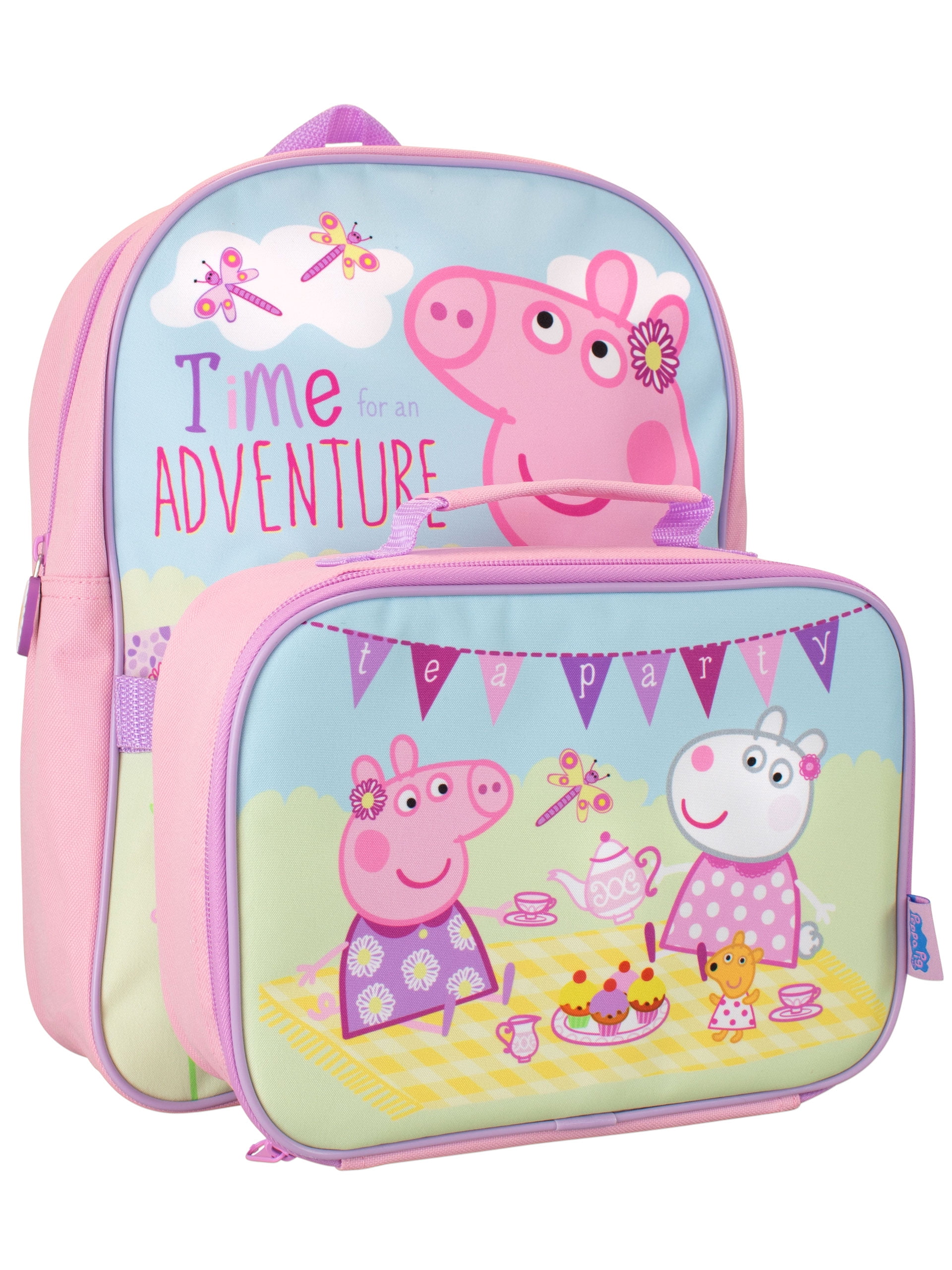 Peppa Pig Girls 4 Piece Backpack Set  Kids Pink Rucksack Bundle with  School Bag, Pencil Case, []