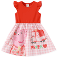 thumbnail image 1 of Peppa Pig Girls Dress Flutter Sleeve Cartoon Graphic Dress Summer Casual Party Kids Outfit Red Sizes 4-5Y, 1 of 10