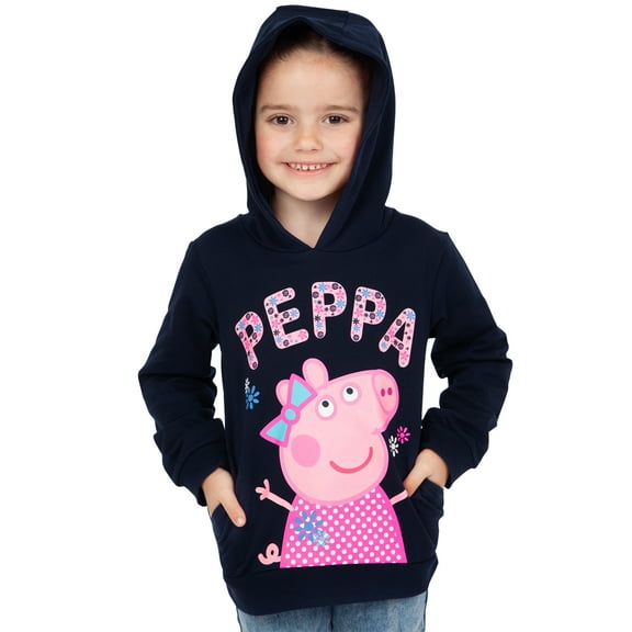 Peppa Pig Girls Floral Hoodie Blue Sizes 2T-7