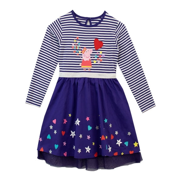 Peppa Pig Girls Long Sleeve Sleeve Party Dress Sizes 2T-8