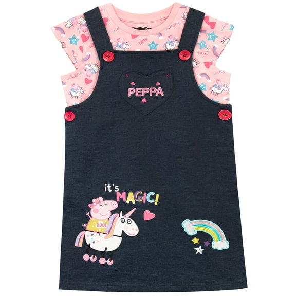 Peppa Pig Girls Pinafore Dress Set Sizes 18M-8