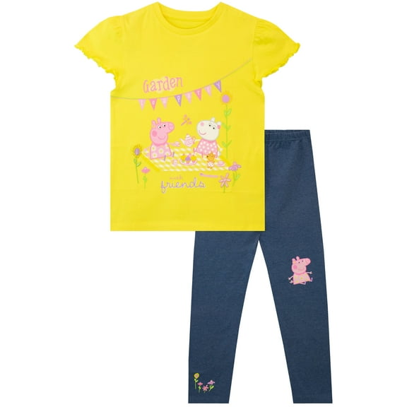 Peppa Pig Girls Short Sleeve T-Shirt & Leggings Set Sizes 18M-8
