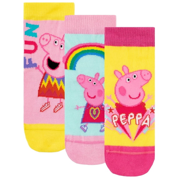 Peppa Pig Girls Socks 3 Pack Pink Sizes 1 - Adults 4