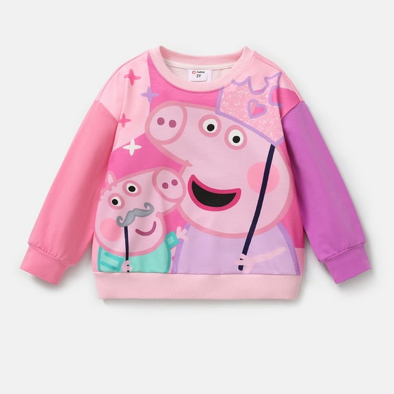 Peppa Pig Girls Sweatshirt Pink Purple Graphic Long Sleeve Pullover Birthday Gifts Toddler Kids 2T