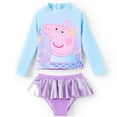 thumbnail image 1 of Peppa Pig Girls Swimsuits Sets Mermaid Scales Long Sleeve Rash Guards and Bikini Bottom Set Size 2-6, 1 of 8