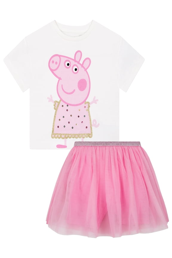 Girls T-Shirt And Skirt Set Pink 2T-8