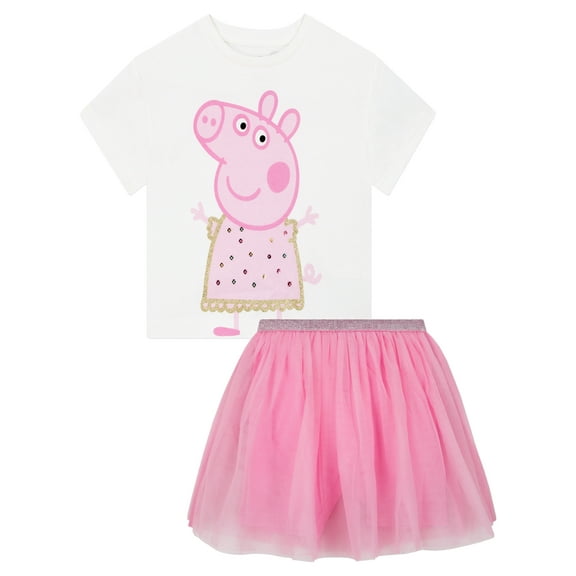 Peppa Pig Girls T-Shirt And Skirt Set Pink 2T-8