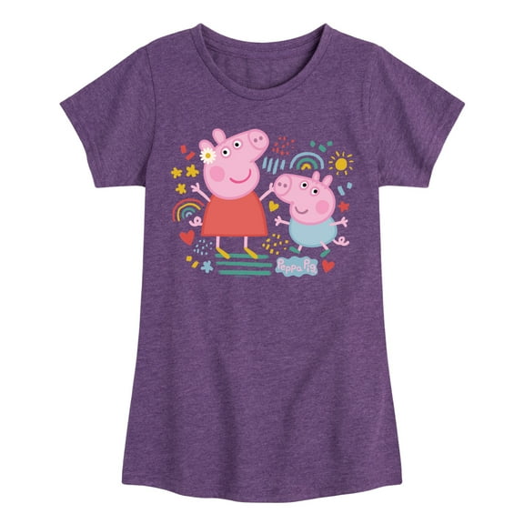 Peppa Pig - Golden Hour Sketch - Girls Toddler And Youth Fitted Short Sleeve Tee
