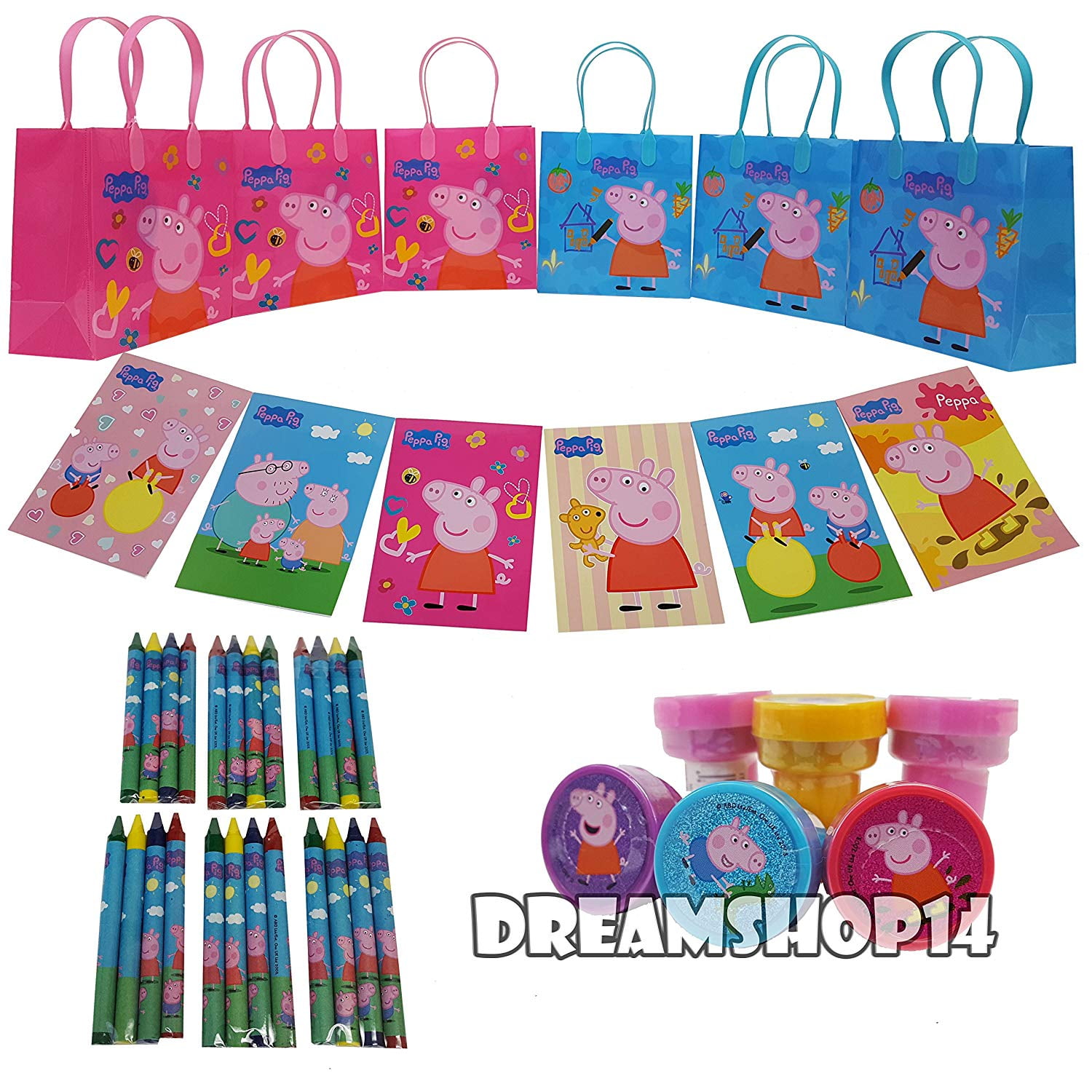 Peppa Pig Play Pack Grab & Go Party Favors Set ~ Bundle with 12 Peppa Pig  Play Packs with Crayons and Stickers (Peppa Pig Coloring Books)