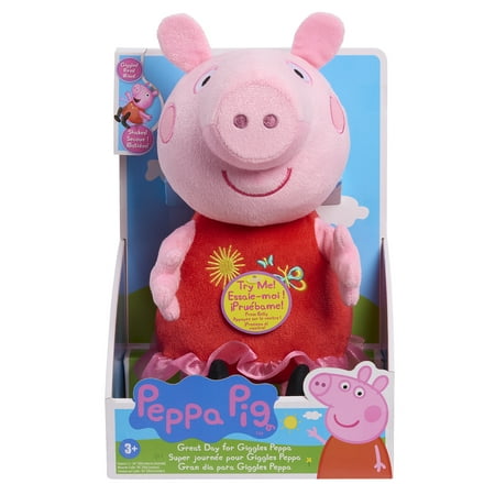 Peppa Pig Great Day for Giggles Peppa 9-inch Plush with Sound, Kids Toys for Ages 3 up