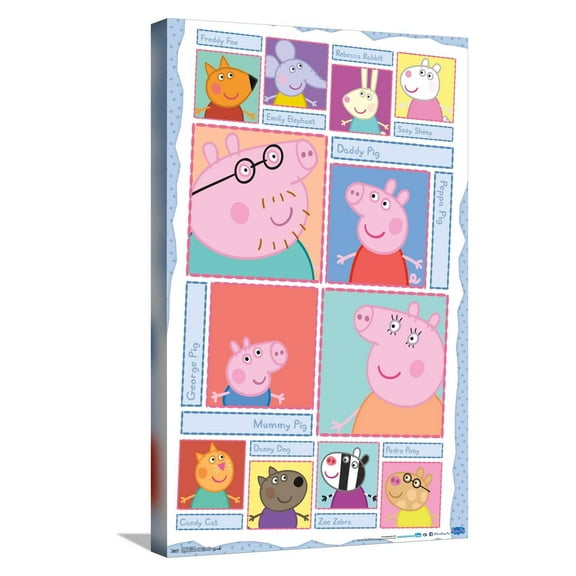 Peppa Pig - Grid Canvas Wall Poster, 14.725" x 22.375"
