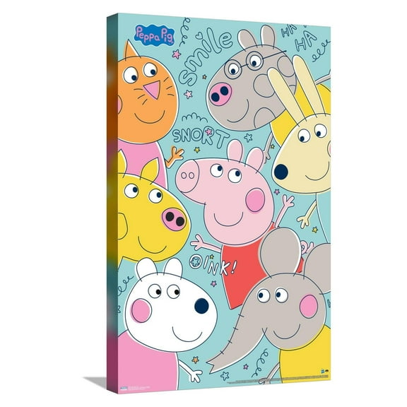 Peppa Pig - Group Canvas Wall Poster, 14.725" x 22.375"