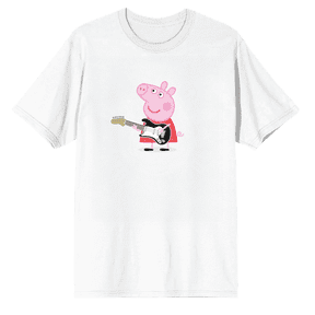 Peppa Pig Guitar Graphic Short Sleeve Tee for Adult Fans-XXL