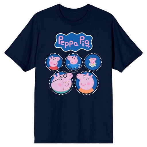 Peppa Pig Happy Pig Family Men’s Navy Blue Short Sleeve Tee-XXL