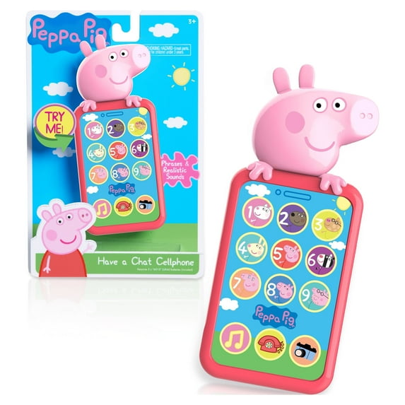 Peppa Pig Have a Chat Cell Phone, Toy Phone with Realistic Sounds and Light Up Buttons, Kids Toys for Ages 3 Up, Gifts and Presents