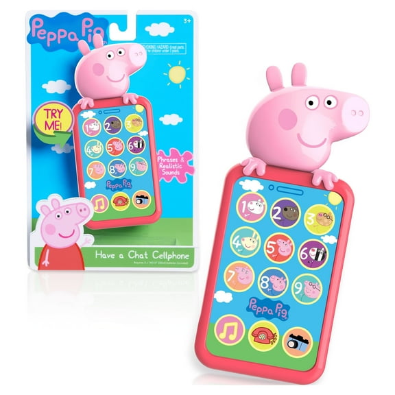 Peppa Pig Have a Chat Cell Phone, Toy Phone with Realistic Sounds and Light Up Buttons, Kids Toys for Ages 3 Up, Gifts and Presents