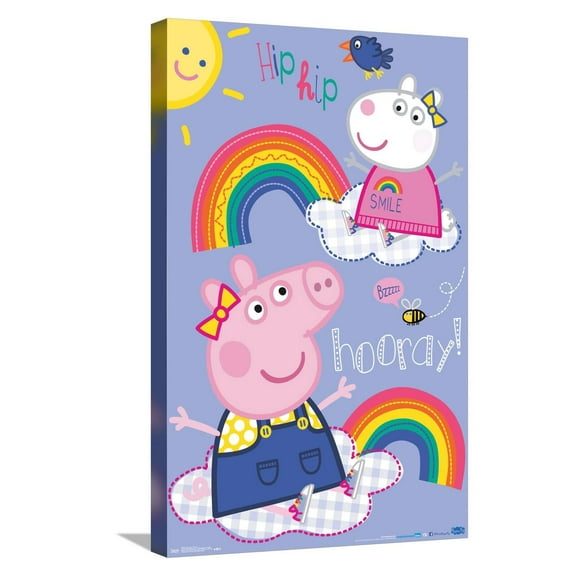 Peppa Pig - Hooray Canvas Wall Poster, 14.725" x 22.375"