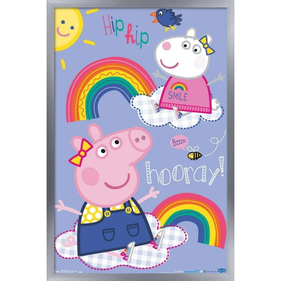 Peppa Pig - Hooray Wall Poster, 14.725" x 22.375", Framed