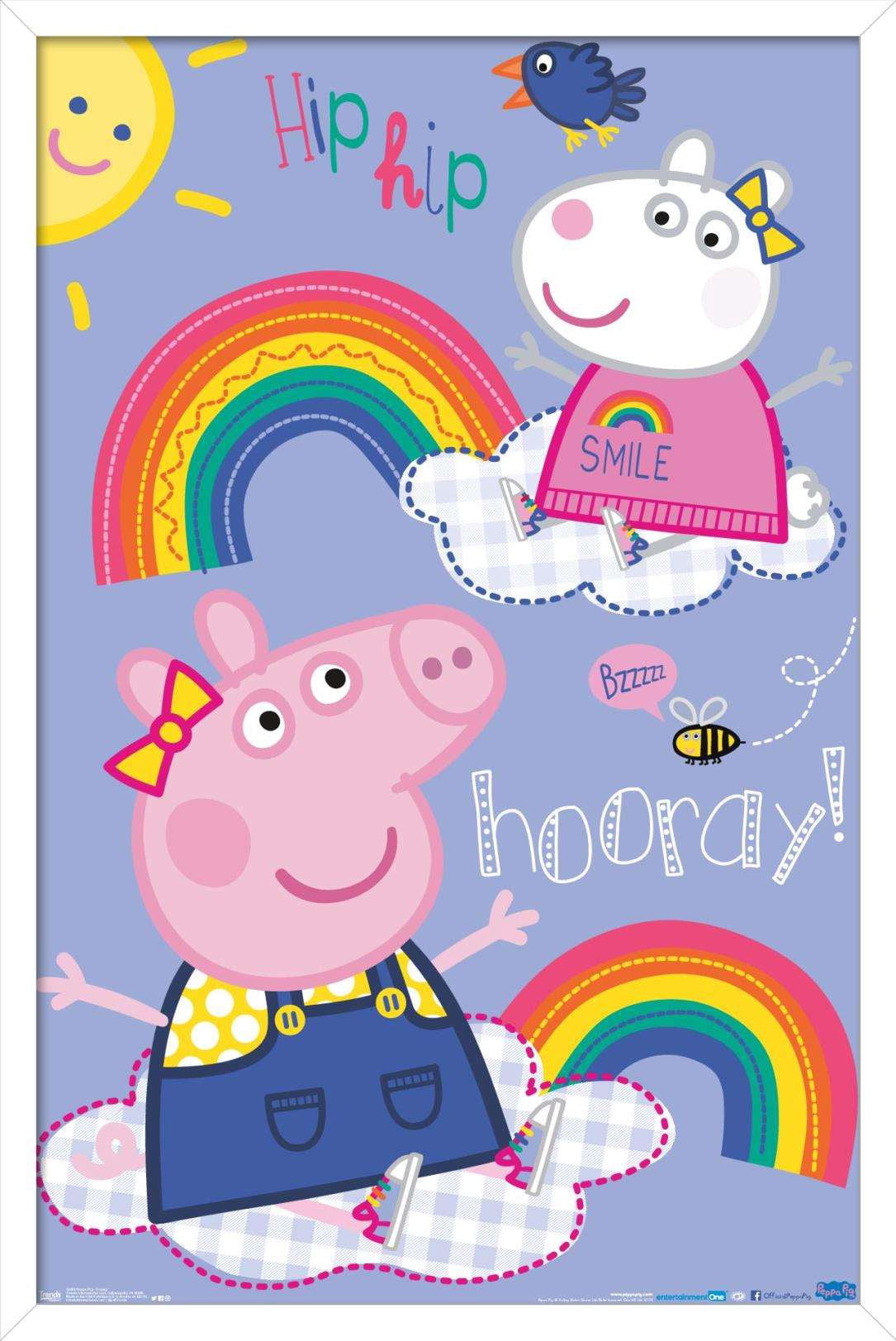 Peppa Pig - Hooray Wall Poster, 14.725" x 22.375", Framed