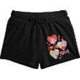 thumbnail image 1 of Peppa Pig I Love You Peppa, George, Evie Women's Black Lounge Shorts-Medium, 1 of 3