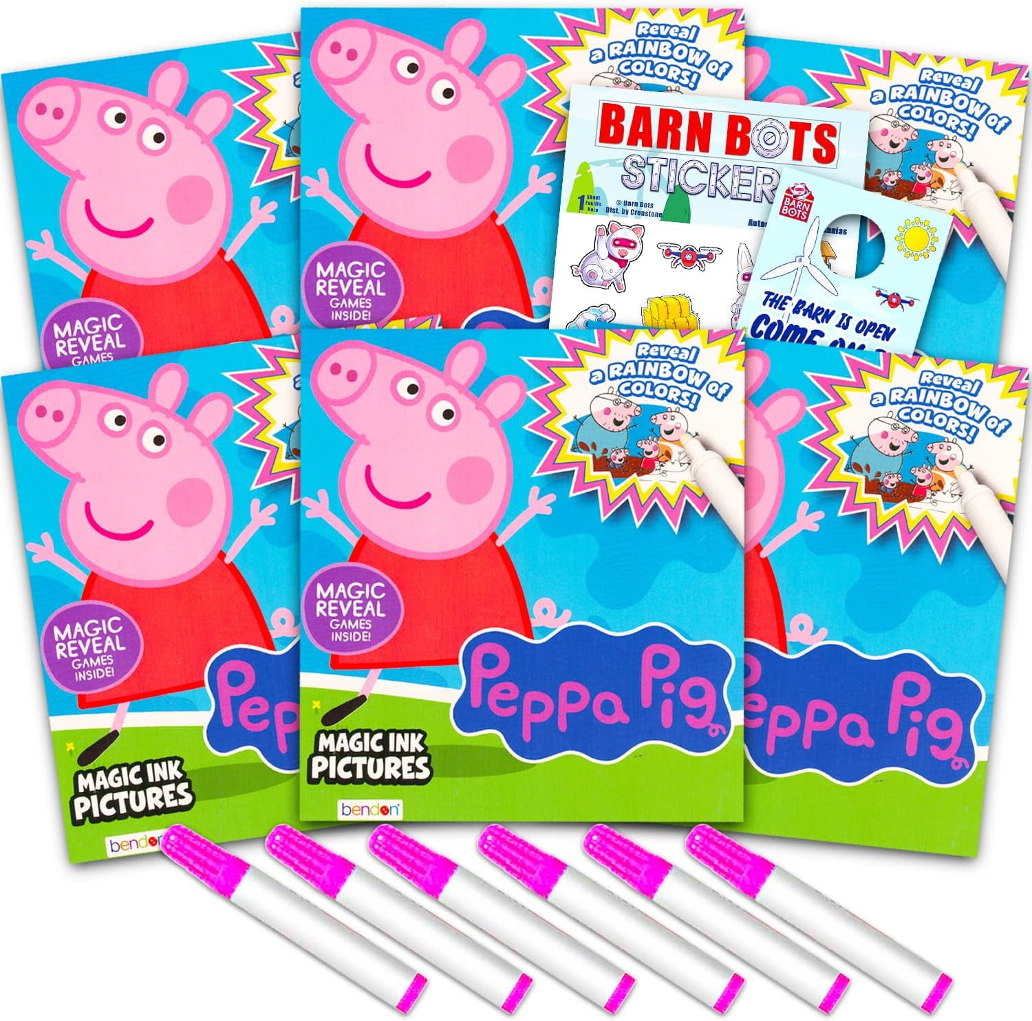 Peppa Pig Imagine Ink Coloring Book Set - 6 Pack No Mess Books With 