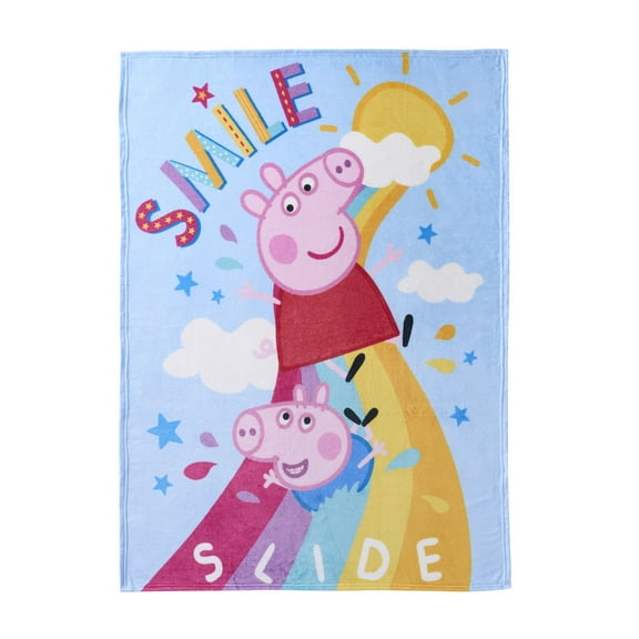 Peppa Pig Kids Micro Raschel Throw Blanket 46"x60", "Smile Slide"