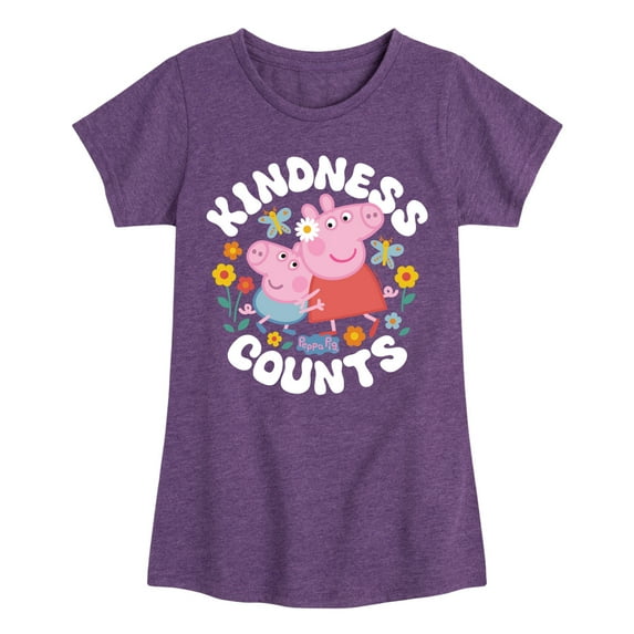 Peppa Pig - Kindness Counts - Girls Toddler And Youth Fitted Short Sleeve Tee
