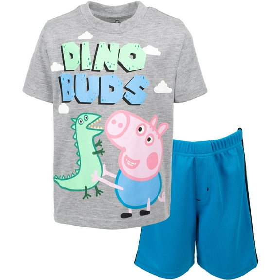 Peppa Pig Little Boys T-Shirt and Mesh Shorts Outfit Set Toddler to Little Kid