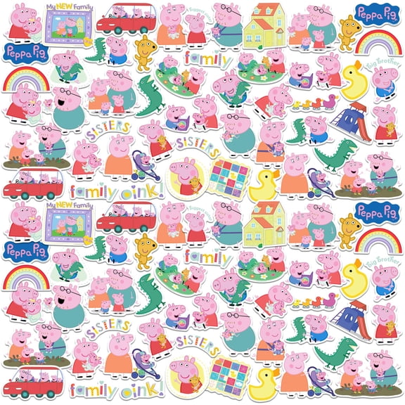 Peppa Pig New Family 150ct Vinyl Large Deluxe Stickers Variety Pack  Die Cut Decals for Laptop, Water Bottle, Scrapbooking, Tablet, Indoor/Outdoor