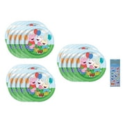 Peppa Pig Party Supplies Bundle Pack includes 24 Dessert Cake Paper Plates and 1 Dinosaur Sticker Sheet