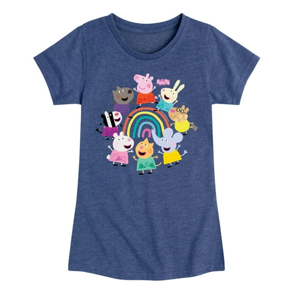 Peppa Pig - Peppa And Friends Rainbow - Girls Toddler And Youth Fitted Short Sleeve Tee