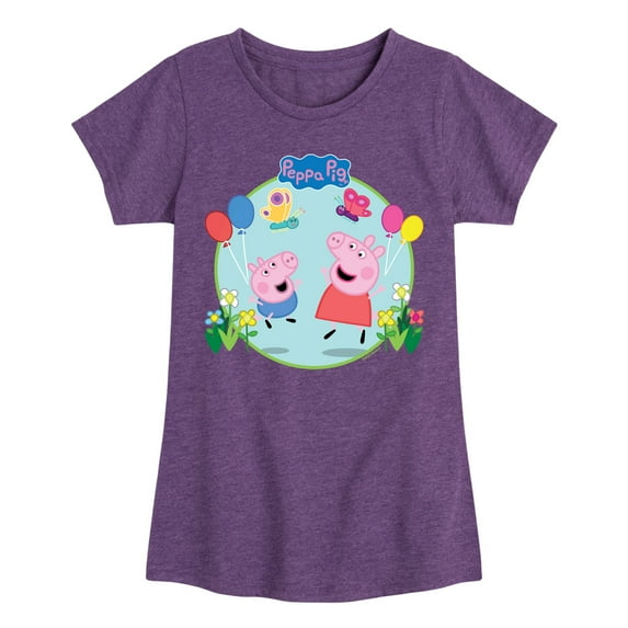 Peppa Pig - Peppa And George - Girls Toddler And Youth Fitted Short Sleeve Tee