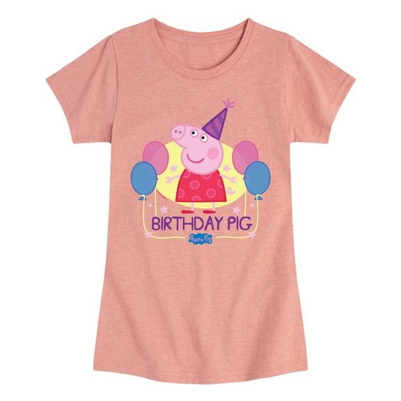 Peppa Pig - Peppa Birthday Pig - Girls Toddler And Youth Fitted Short Sleeve Tee