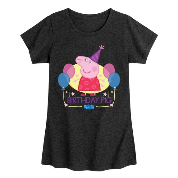 Peppa Pig - Peppa Birthday Pig - Girls Toddler And Youth Fitted Short Sleeve Tee