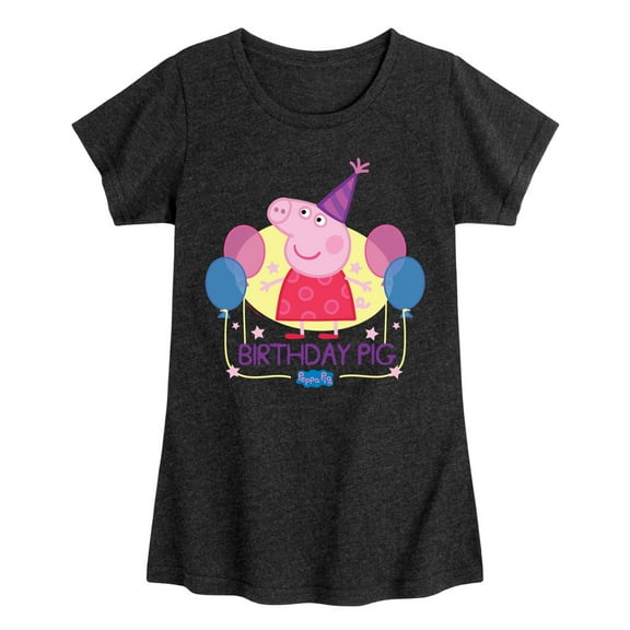 Peppa Pig - Peppa Birthday Pig - Girls Toddler And Youth Fitted Short Sleeve Tee