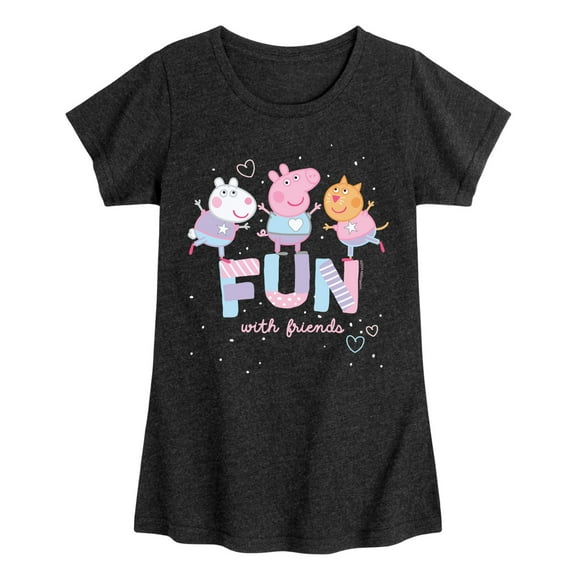 Peppa Pig - Peppa Fun With Friends - Girls Toddler And Youth Fitted Short Sleeve Tee