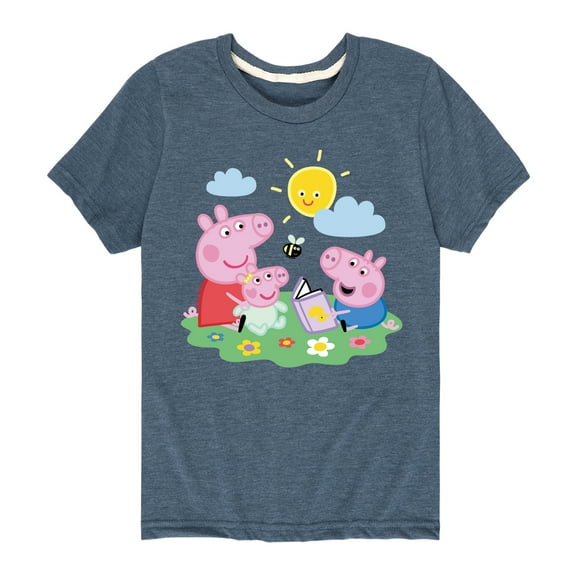 Peppa Pig - Peppa George Baby Reading - Kids Youth Short Sleeve Graphic T-Shirt