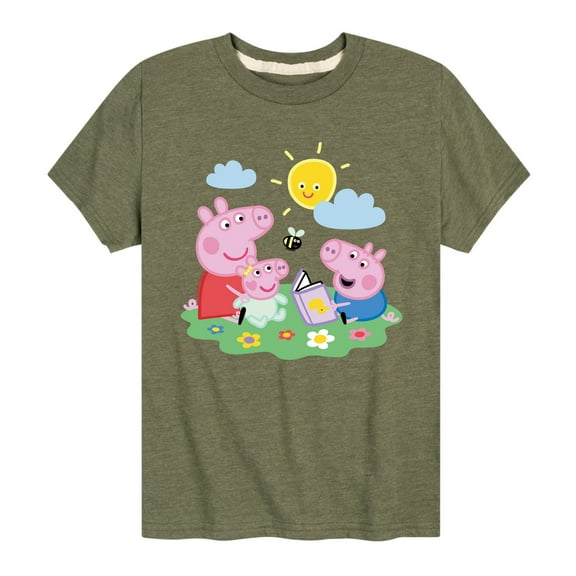 Peppa Pig - Peppa George Baby Reading - Kids Youth Short Sleeve Graphic T-Shirt