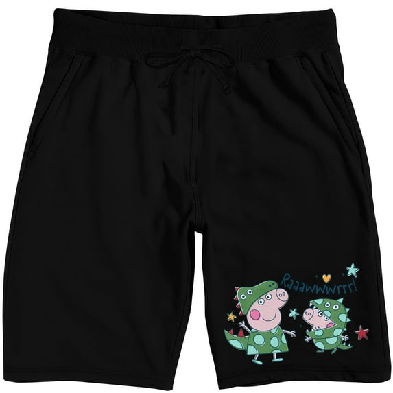 Peppa Pig Peppa and George Dinosaurs Women's Black Lounge Shorts-XS