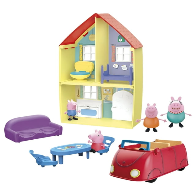 Peppa Pig Peppa s Adventures Peppa's Family Home Combo Toy, Includes Playset, Car with Sounds, 4 Figures, 6 Accessories, for Ages 3 and Up