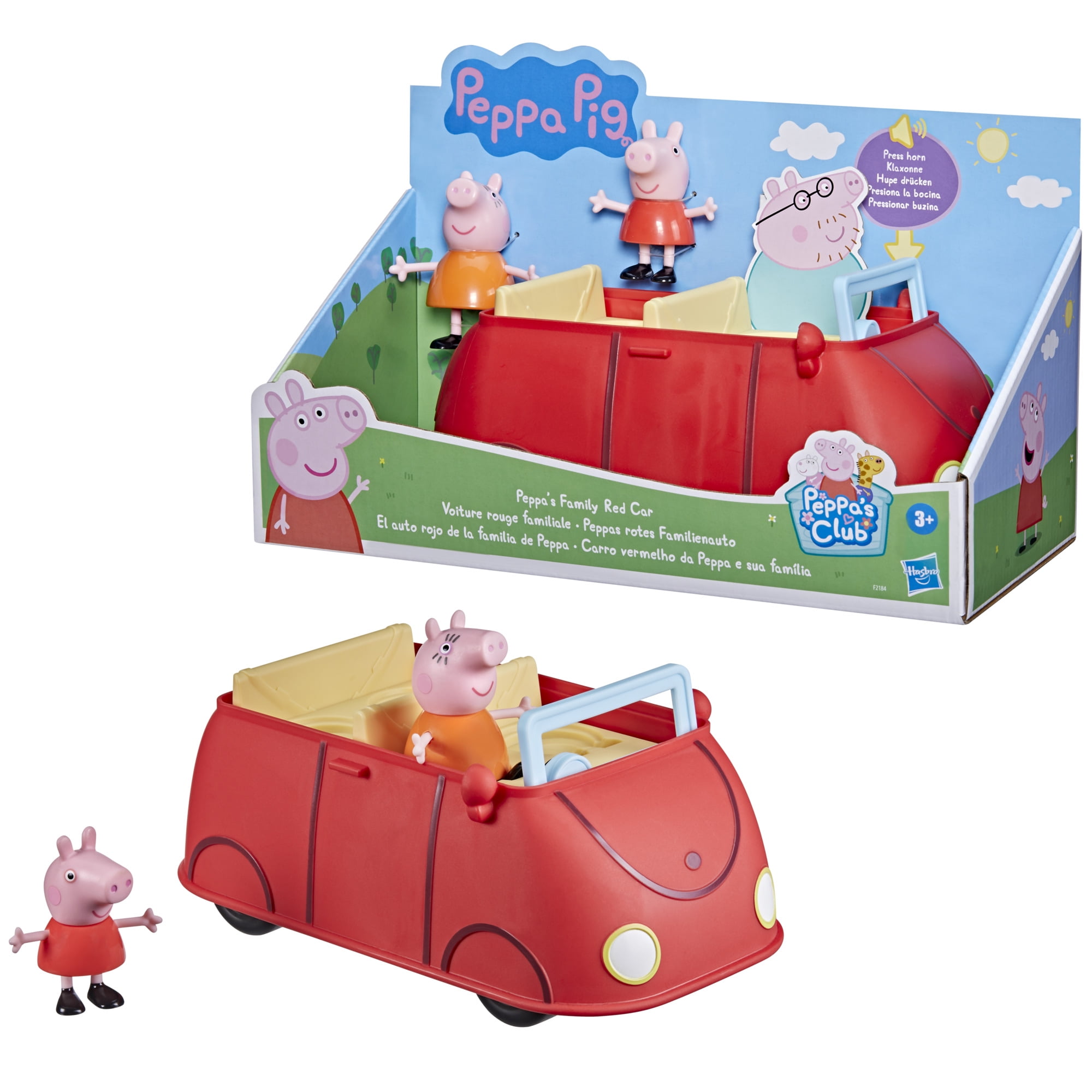 Peppa Pig Peppa's Adventures Peppa's Family Red Car - Juguete preescolar,  efectos de habla y sonido, incluye 2 figuras, para edades de 3 años en