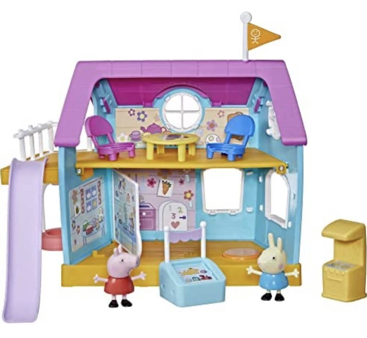 Peppa Pig Peppas Club Peppas Kids-Only Clubhouse Playset Preschool Toy; Sound Effects; Includes 2 Figures, 7 Accessories; Ages 3 and Up