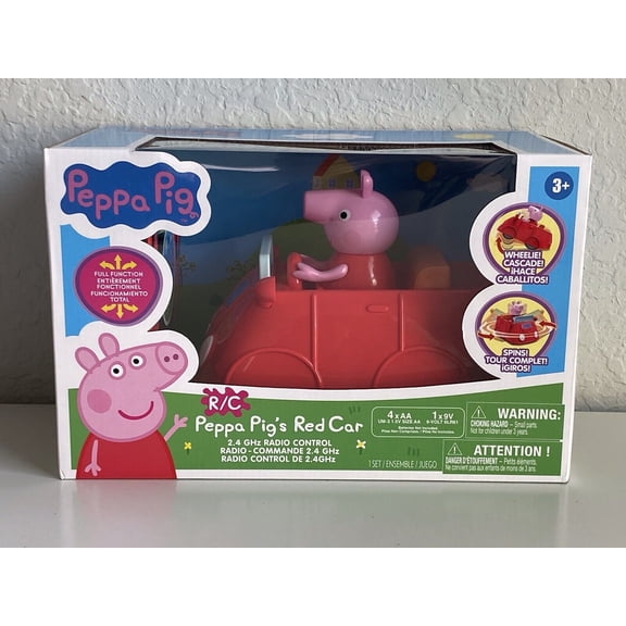 Peppa Pig Peppa's Red Car Remote Control Full Function Wheelie Spin Kids Pretend Play Toy Car